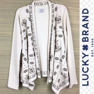 LUCKY BRAND  Embroidered Open Front Cardigan